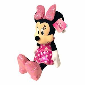 Minnie Mouse Plush 18 Inch Pink Glitter Dress Disney Stuffed Animal Large Plush